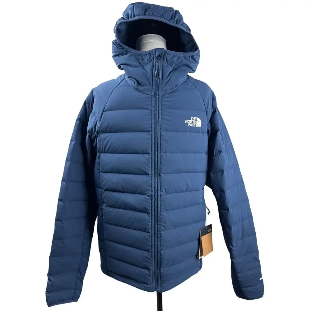 The North Face Puffer Jacket Belleview Down Mens Medium Blue‎ Hoodie Stretch